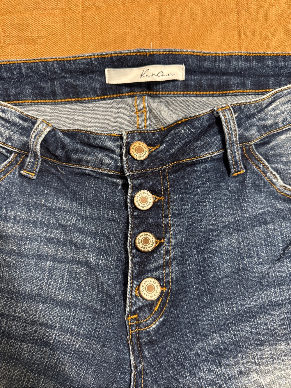 KanCan High-Rise Button-Fly Blue Jeans